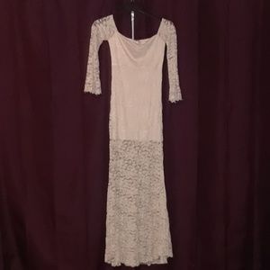 Light Pink Off Shoulder Lace Mini/Maxi dress